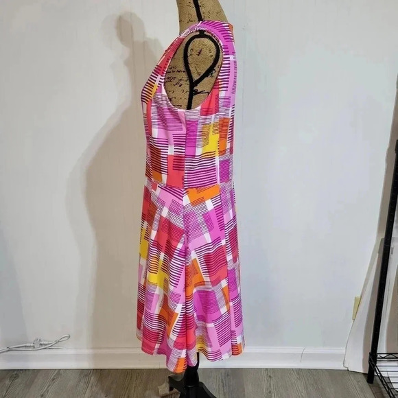 Bo & Nic Women's Sleeveless Dress L Pink Orange Yellow White Patchwork d… - Picture 6 of 7